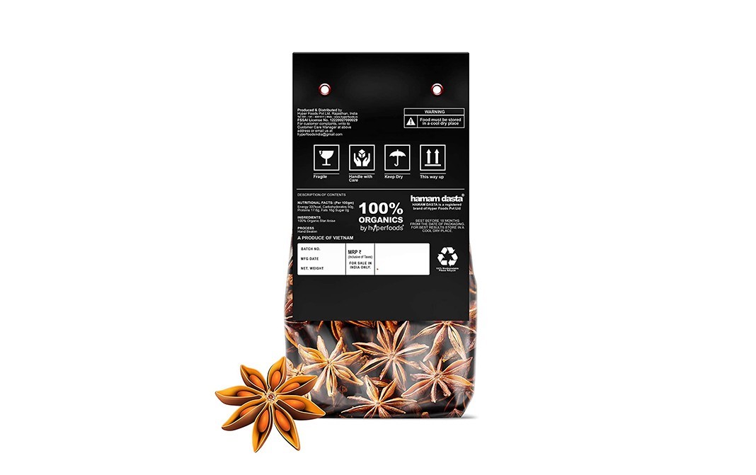 Hamam Dasta Organic Whole Star Anise    Pack  400 grams
